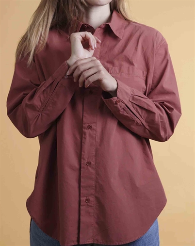 Elsk - Poplin Skjorte - Mahogany Red